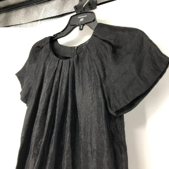 Club Monaco crepe black pleated scoop neck short sleeve blouse XS - Picture 5 of 12